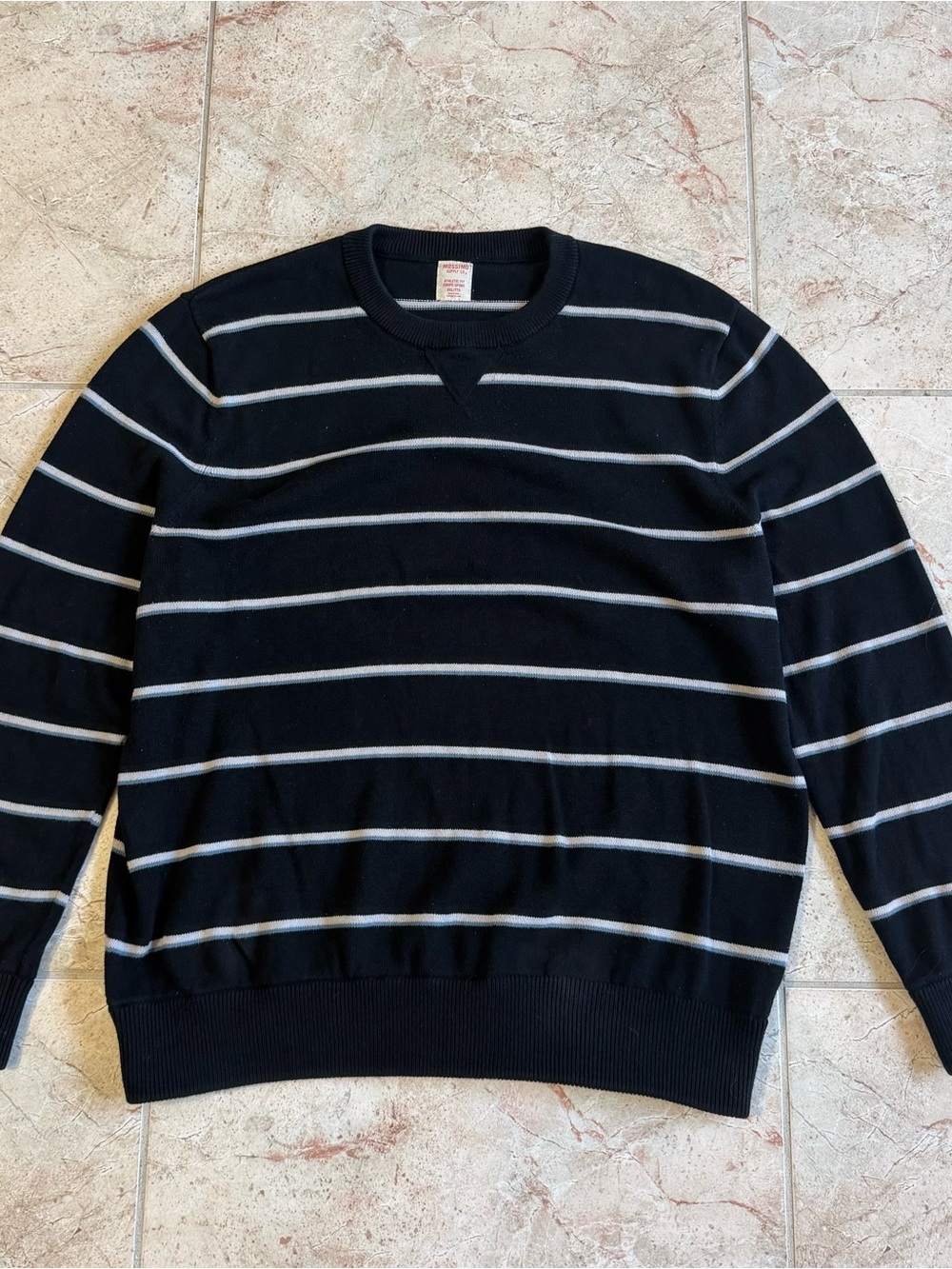 Men's Mossimo Black Stripe Crewneck Sweater